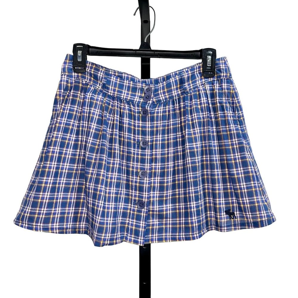 Abercrombie & Fitch Smocked Plaid Button Up Mini Skirt - Size S
